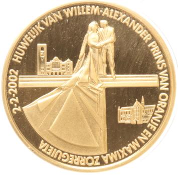 Penning goud onze Oranjes. Huwelijk Willem-Alexander en Maxima Zorreguieta