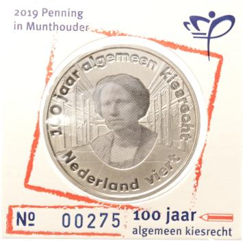 Nederland 2019 100 jaar Algemeen Kiesrecht penning in munthouder KNM
