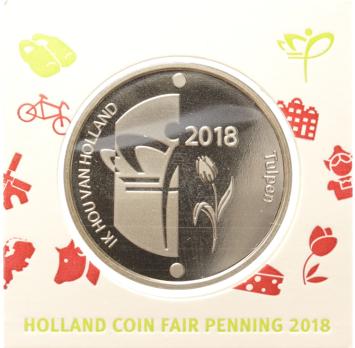 Nederland 2018 Holland Coin Fair Tulpen penning in munthouder KNM