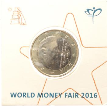 Nederland 2016 1 euro BU World Money Fair in munthouder KNM