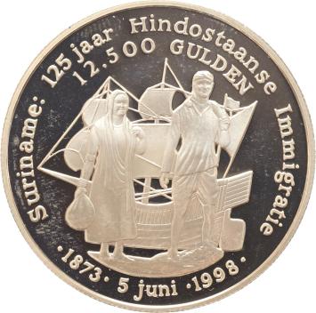 12.500 Gulden 1998 Hindoestaanse Immigratie Suriname Proof