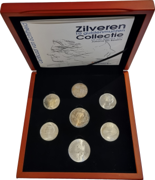 Zilveren 10 guldenmunten Collectie uit het tijdperk van Juliana en Beatrix