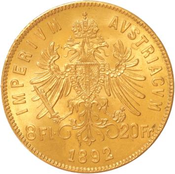 Austria 8 florin//20 franc 1892