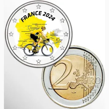 2 Euro munt kleur Tour de France 2024