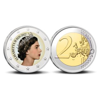2 Euro munt kleur Queen Elizabeth II