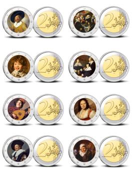 2 Euro munten kleur Frans Hals 1/8 complete set