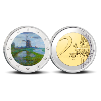 2 Euro munt kleur Mondriaan - Oostzijdse molen