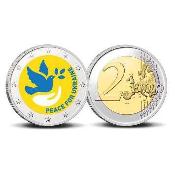 2 Euro munt kleur Peace for Ukraine