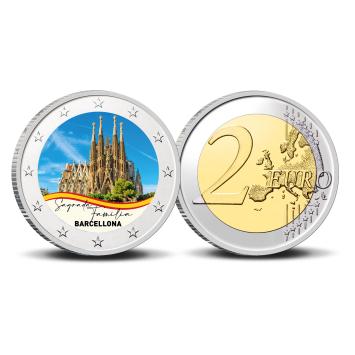 2 Euro munt kleur Sagrada Familia