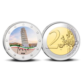 2 Euro munt kleur Torre di Pisa