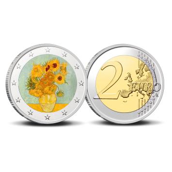 2 Euro munt kleur Van Gogh Zonnebloemen