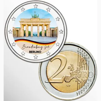 2 Euro munt kleur Brandenburger Tor