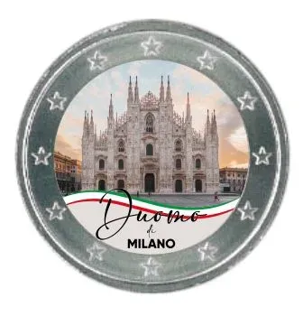2 Euro munt kleur Duome di Milano