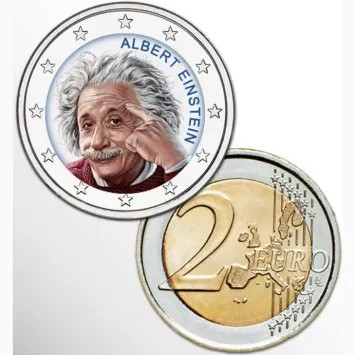 2 Euro munt kleur Einstein