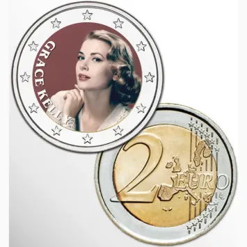 2 Euro munt kleur Grace Kelly