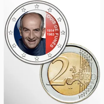 2 Euro munt kleur Louis de Funes