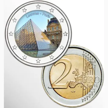 2 Euro munt kleur Louvre - Paris