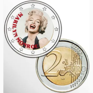 2 Euro munt kleur Marilyn Monroe