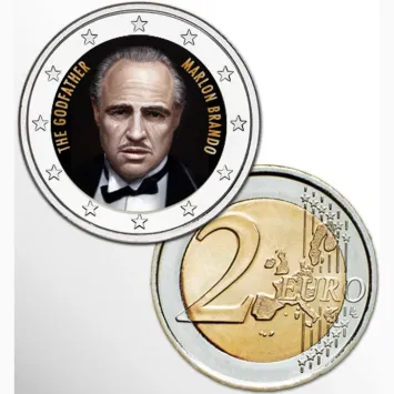 2 Euro munt kleur The Godfather - Marlon Brando