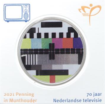 Nederland 2021 70 jaar Nederlandse televisie penning in munthouder KNM