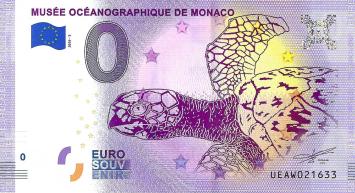 0 Euro biljet Monaco 2020 - Musee Oceanographique turtle