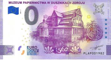 0 Euro biljet Polen 2021 - Muzeum Papiernictwa W Dusznikach Zdroju