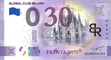 0 Euro biljet Italië 2021 - Global Club Milano 30 KLEUR