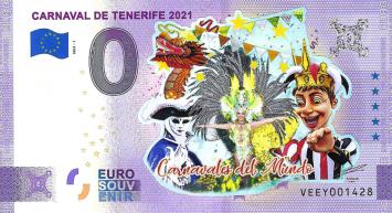 0 Euro biljet Spanje 2021 - Carnaval de Tenerife ANNIVERSARY KLEUR
