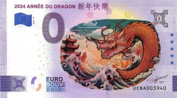 0 Euro biljet Frankrijk 2024 - Année Du Dragon KLEUR