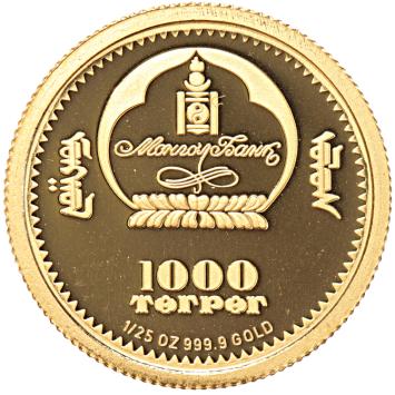 Mongolia 1000 Tugrik gold 2006 Mongolian National Opera proof