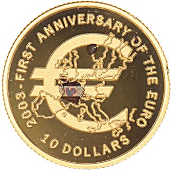 Nauru 10 Dollars gold 2003 First Ann. of the Euro proof