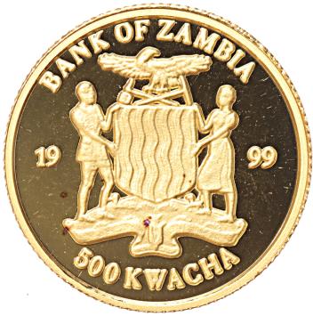 Zambia 500 Kwacha 1999 Dr Livingstone proof