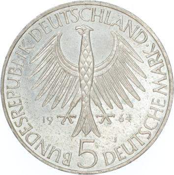 Germany Fichte 5 mark 1964 silver UNC