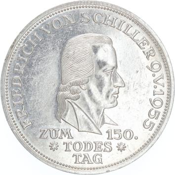 Germany Schiller 5 mark 1955 silver A.UNC