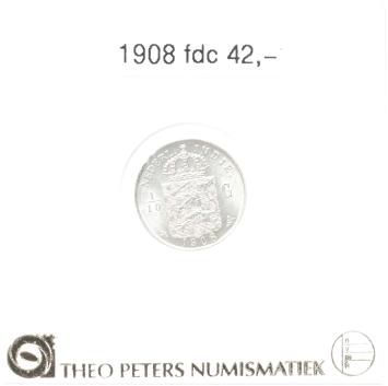 Nederlands Indië 1/10 gulden 1908 fdc