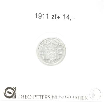 Nederlands Indië 1/10 gulden 1911 zf+