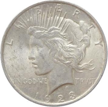USA Peace 1 Dollar 1923 silver A.UNC