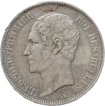 Belgium 5 Francs 1851dot silver VF+