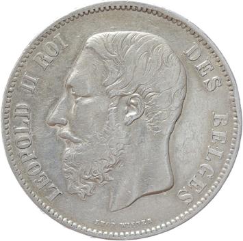 Belgium 5 Francs 1867 silver VF