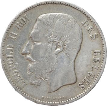 Belgium 5 Francs 1870 silver VF