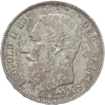 Belgium 5 Francs 1873 silver XF