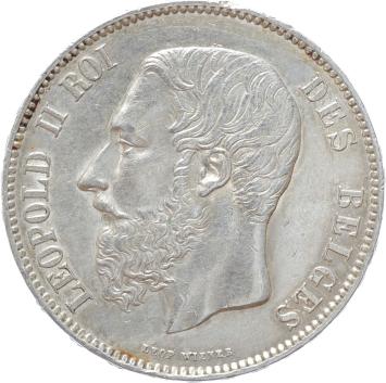 Belgium 5 Francs 1873 silver XF