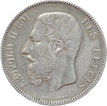 Belgium 5 Francs 1874 silver VF