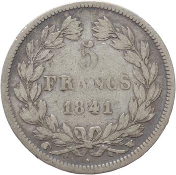 France 5 Francs 1841W silver F/VF