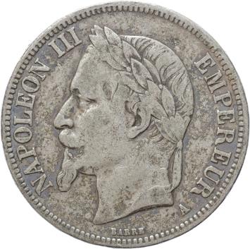 France 5 Francs 1867A silver F/VF