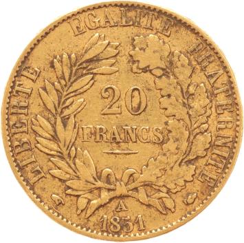 France 20 Francs 1851a