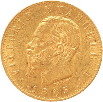 Italy 20 lire 1865