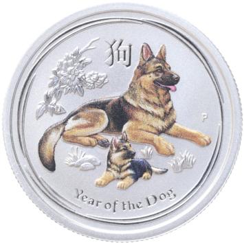 Australië Lunar 2 Hond 2018 coloured 1/4 ounce silver
