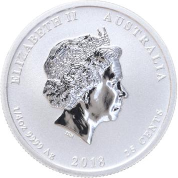 Australië Lunar 2 Hond 2018 coloured 1/4 ounce silver