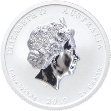 Australië Lunar 2 Varken 2019 coloured 1/4 ounce silver